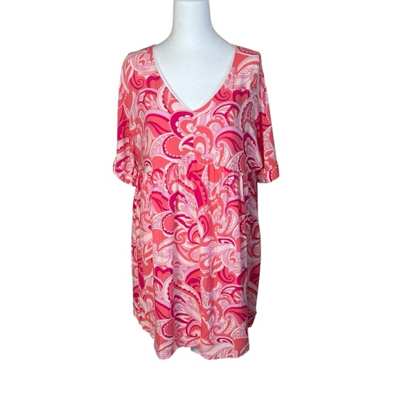 Emily Wonder Try To Resist Babydoll Dress Calypso Large Pink Coral Lined Beach - Picture 4 of 12